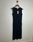 Nation LA 100% Pima Cotton Cleo Midi Dress Drop Waist in Jet Black