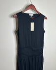 Nation LA 100% Pima Cotton Cleo Midi Dress Drop Waist in Jet Black