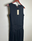 Nation LA 100% Pima Cotton Cleo Midi Dress Drop Waist in Jet Black