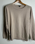 Eileen Fisher Organic Cotton Linen Tan Neutral Knit Pullover Sweater