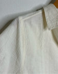 AMO 100% Cotton Cream Textured Short Sleeve Button Down Blouse Top
