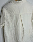 AMO 100% Cotton Cream Textured Short Sleeve Button Down Blouse Top