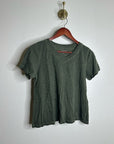 Eileen Fisher 100% Organic Cotton Green V - Neck T - Shirt Short Sleeve