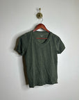 Eileen Fisher 100% Organic Cotton Green V - Neck T - Shirt Short Sleeve
