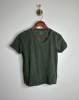 Eileen Fisher 100% Organic Cotton Green V - Neck T - Shirt Short Sleeve