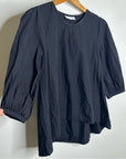 Bryn Walker 100% Organic Cotton Poplin Short Sleeve Black Top