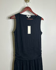 Nation LA 100% Pima Cotton Cleo Midi Dress Drop Waist in Jet Black