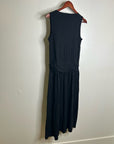 Nation LA 100% Pima Cotton Cleo Midi Dress Drop Waist in Jet Black