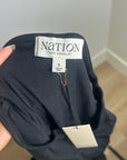 Nation LA 100% Pima Cotton Cleo Midi Dress Drop Waist in Jet Black