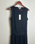Nation LA 100% Pima Cotton Cleo Midi Dress Drop Waist in Jet Black