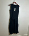 Nation LA 100% Pima Cotton Cleo Midi Dress Drop Waist in Jet Black