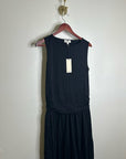 Nation LA 100% Pima Cotton Cleo Midi Dress Drop Waist in Jet Black