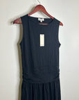 Nation LA 100% Pima Cotton Cleo Midi Dress Drop Waist in Jet Black