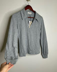 Nation LA 100% Cotton Kimberly Polo Long Sleeve Tee in Gray