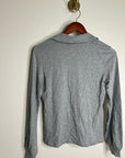 Nation LA 100% Cotton Kimberly Polo Long Sleeve Tee in Gray
