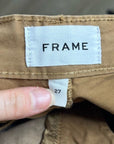 FRAME Denim 100% Cotton Pleated Chino Trouser Tan High Rise Pant