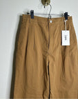 FRAME Denim 100% Cotton Pleated Chino Trouser Tan High Rise Pant