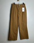 FRAME Denim 100% Cotton Pleated Chino Trouser Tan High Rise Pant