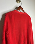 Stitches & Stripes 100% Cotton Red Textured Button Down Cardigan Sweater