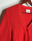 Stitches & Stripes 100% Cotton Red Textured Button Down Cardigan Sweater