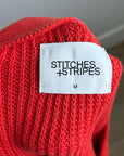 Stitches & Stripes 100% Cotton Red Textured Button Down Cardigan Sweater