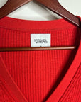 Stitches & Stripes 100% Cotton Red Textured Button Down Cardigan Sweater