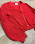 Stitches & Stripes 100% Cotton Red Textured Button Down Cardigan Sweater