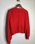 Stitches & Stripes 100% Cotton Red Textured Button Down Cardigan Sweater