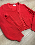 Stitches & Stripes 100% Cotton Red Textured Button Down Cardigan Sweater