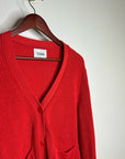 Stitches & Stripes 100% Cotton Red Textured Button Down Cardigan Sweater