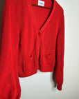Stitches & Stripes 100% Cotton Red Textured Button Down Cardigan Sweater