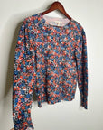 Rebecca Taylor 100% Wool Lightweight Floral Multicolor Scoop Neck Knit Sweater