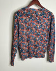 Rebecca Taylor 100% Wool Lightweight Floral Multicolor Scoop Neck Knit Sweater