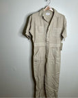 MATE The Label 100% Organic Linen Utility Style Short Sleeve Jumpsuit