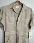 MATE The Label 100% Organic Linen Utility Style Short Sleeve Jumpsuit