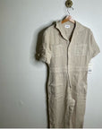 MATE The Label 100% Organic Linen Utility Style Short Sleeve Jumpsuit