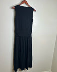 Nation LA 100% Pima Cotton Cleo Midi Dress Drop Waist in Jet Black