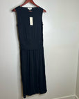 Nation LA 100% Pima Cotton Cleo Midi Dress Drop Waist in Jet Black