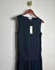 Nation LA 100% Pima Cotton Cleo Midi Dress Drop Waist in Jet Black