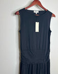 Nation LA 100% Pima Cotton Cleo Midi Dress Drop Waist in Jet Black