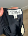 Nation LA 100% Pima Cotton Cleo Midi Dress Drop Waist in Jet Black