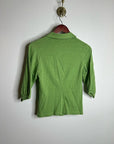 Nation LA 100% Cotton Green Gold Button Down Collared Short Sleeve Top