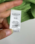 Nation LA 100% Cotton Green Gold Button Down Collared Short Sleeve Top