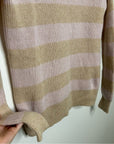 Autumn Cashmere 100% Cashmere Striped Pink Pullover Sweater