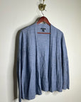 Eileen Fisher 100% Organic Linen Knit Textured Blue Open Cardigan Sweater