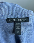 Eileen Fisher 100% Organic Linen Knit Textured Blue Open Cardigan Sweater