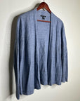 Eileen Fisher 100% Organic Linen Knit Textured Blue Open Cardigan Sweater