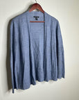 Eileen Fisher 100% Organic Linen Knit Textured Blue Open Cardigan Sweater