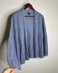Eileen Fisher 100% Organic Linen Knit Textured Blue Open Cardigan Sweater