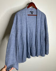 Eileen Fisher 100% Organic Linen Knit Textured Blue Open Cardigan Sweater